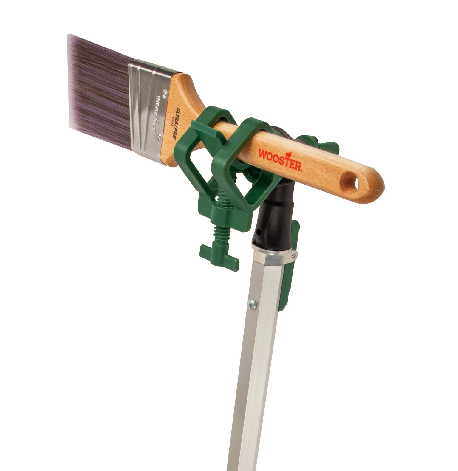 paint brush attached to a pole by a Lock Jaw tool holder accessory