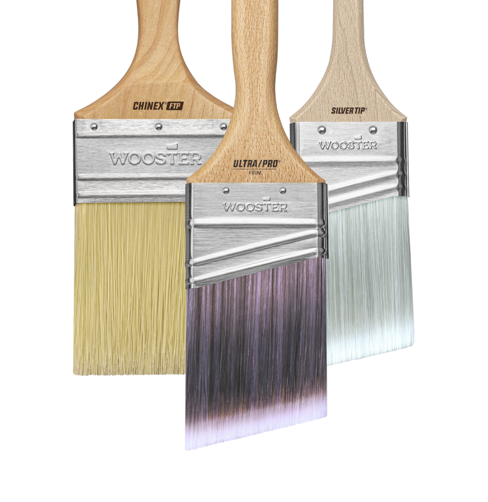 three different types of Wooster Brush paintbrushes